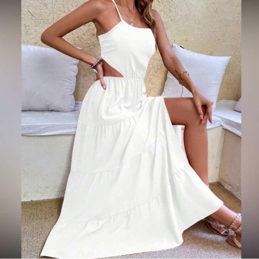 Boho crisscross tie open back cutout maxi dress - Picture 3 of 7